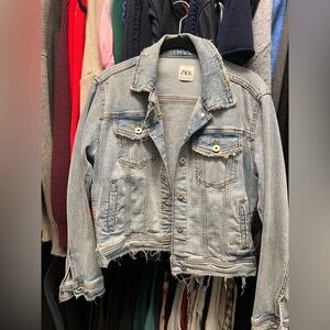 ZARA Light Blue Denim Jacket with Subtle Fading